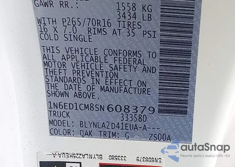 2025 Nissan Frontier King Cab S 4X4 из США, поврежденный, VIN 1N6ED1CM8SN608379